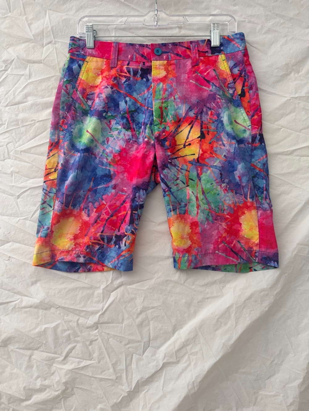 Hreski Men's Multicolor Tie-Dye Athletic Shorts - Vibrant Pink & Blue